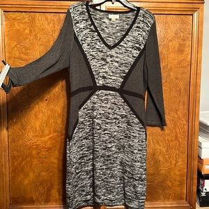 Black and Grey V-Neck Sweater Dress.